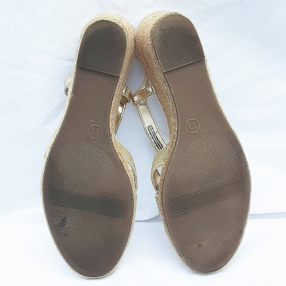 MERONA Gold Wedge Espadrilles Sandals | Size 11M w/Box - Picture 9 of 12